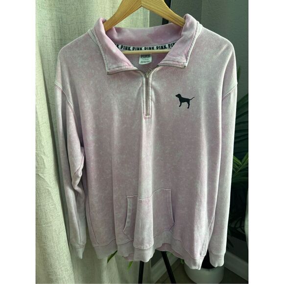 Victoria’s Secret PINK Quarter‎ Zip Sweatshirt Large - Picture 1 of 5